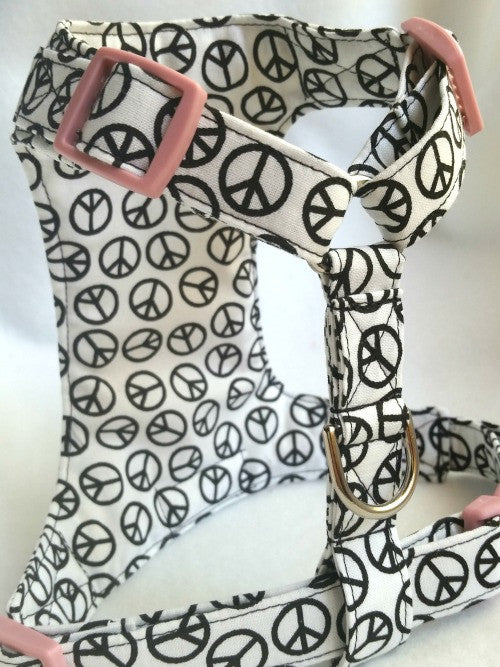 Peace White Custom Made Dog Harness